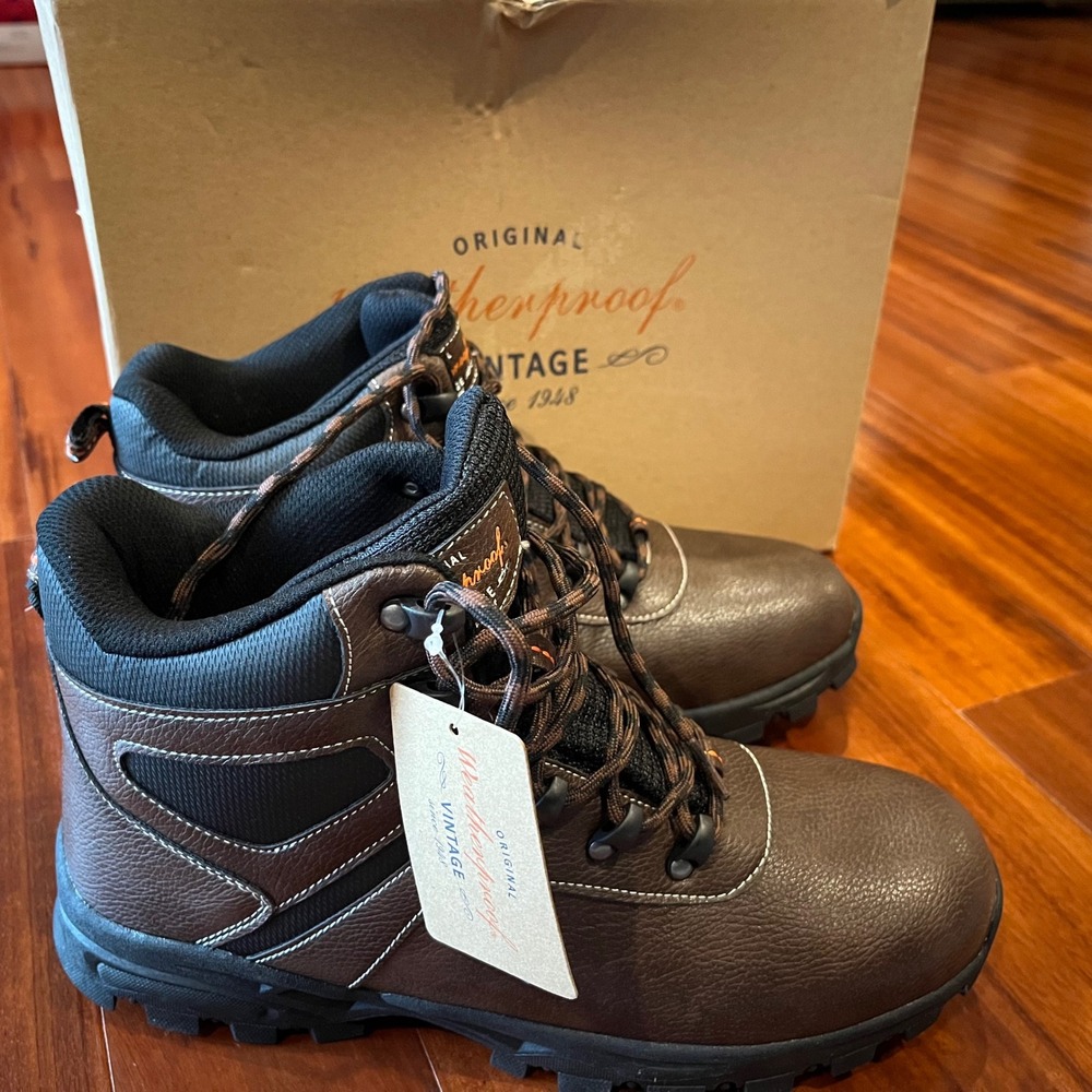 Weatherproof Vintage Jasper Boots Brown Hiking Rugged Trail Laceup New Men 10M